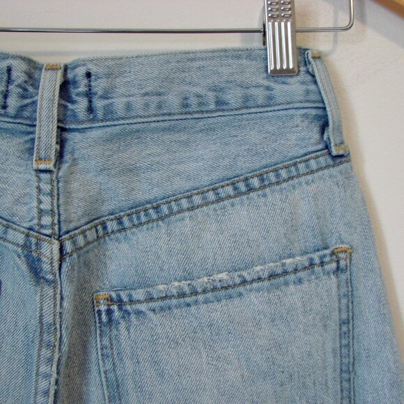Agolde Riley High Rise Jeans Distressed Straight Leg Ankle Button Light Wash 24 - Picture 11 of 13